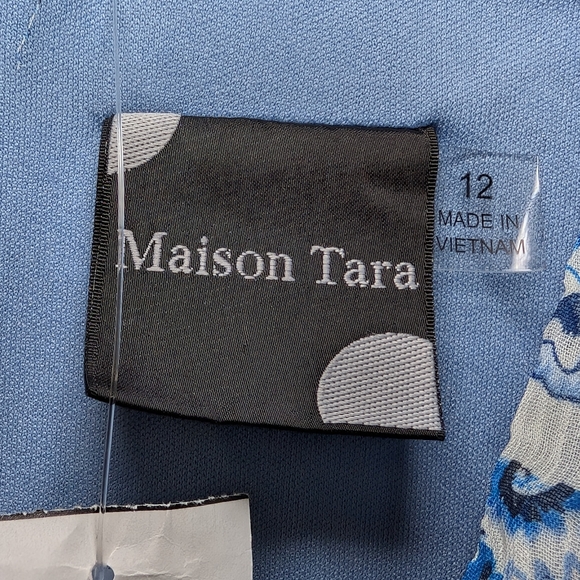 Maison Tara Blue Patchwork Floral Midi Dress Size 12 Cottagecore Wrap Boho - Picture 3 of 10